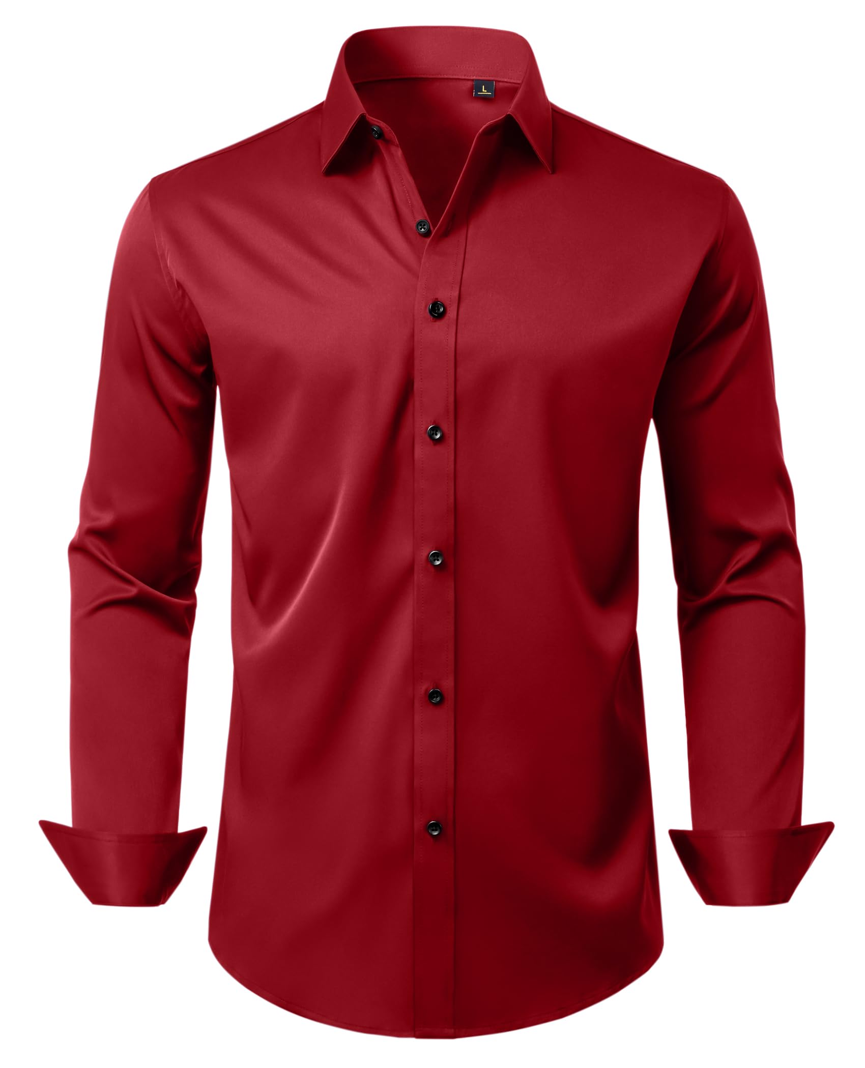 DEMEANOR Mens Wrinkle Free Dress Shirts Long Sleeve Stretch Business Casual Wedding Dating Button Down Shirt