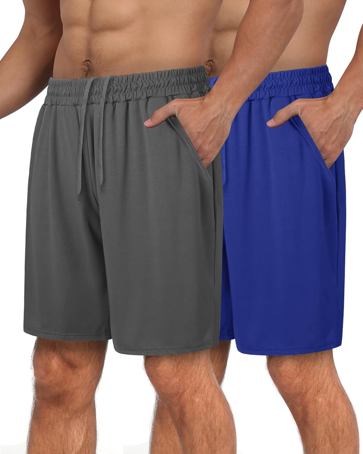 2 Pack Mens Gym Basketball Shorts - Athletic Black Workout Quick Dry Shorts with Pockets for Casual Running
