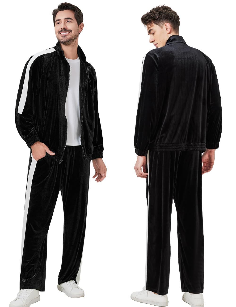 Ragelion Mens Tracksuit 2 Piece Velour Sweatsuit for Men Casual Full Zip Jogging Suit Jacket Pants Set