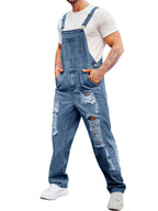 Runcati Men's Denim Bib Overall Jean Romper Trousers Adjustable Strap Workwear Slim Fit Jumpsuit