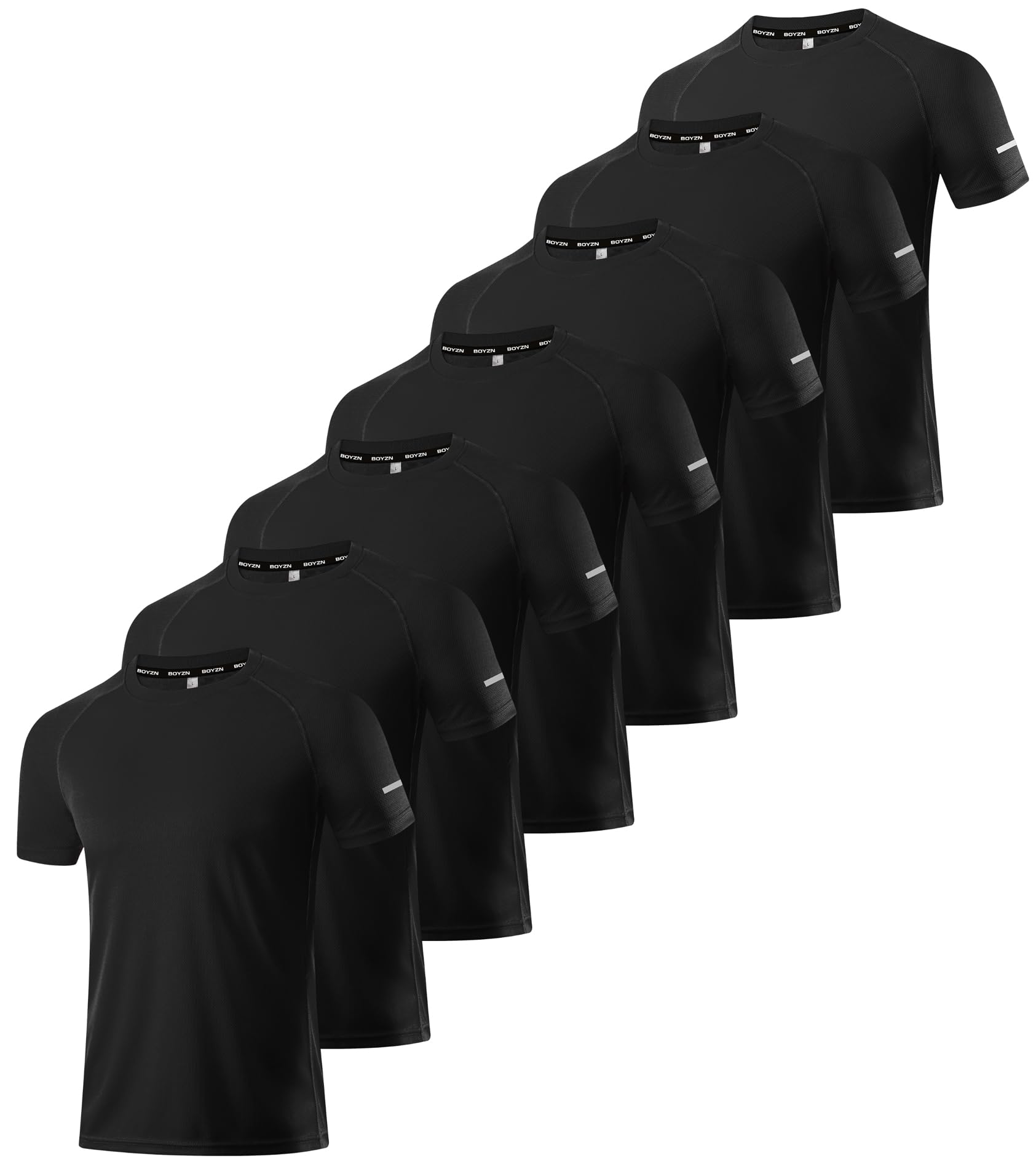 Boyzn 1, 3, 5 or 7 Pack Men's Workout Running Shirts, Dry Fit Moisture Wicking T-Shirt, Gym Athletic Short Sleeve Tee Shirts