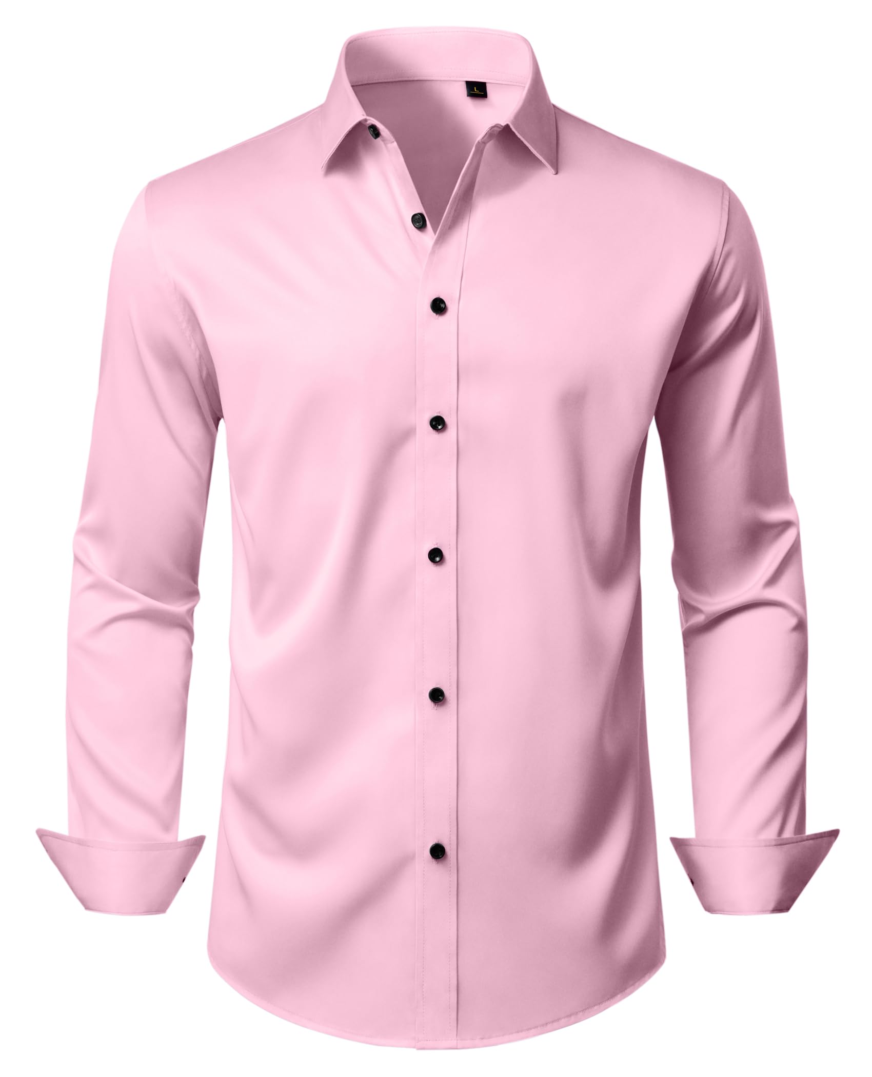 DEMEANOR Mens Wrinkle Free Dress Shirts Long Sleeve Stretch Business Casual Wedding Dating Button Down Shirt