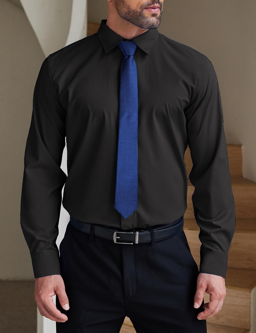 COOFANDY Men's Formal Dress Shirt Hidden Button Front Wrinkle Free Shirt Regular Fit Stretch Business Casual Shirts