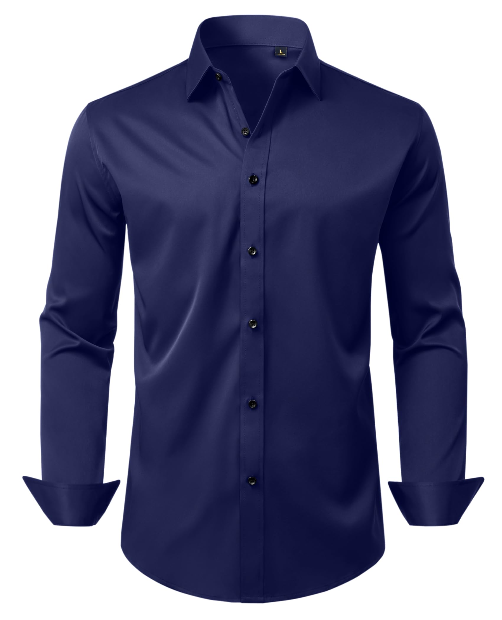 DEMEANOR Mens Wrinkle Free Dress Shirts Long Sleeve Stretch Business Casual Wedding Dating Button Down Shirt