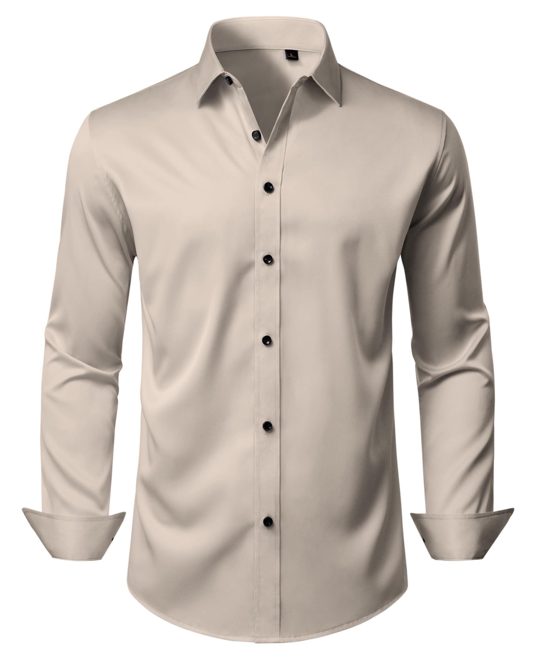 DEMEANOR Mens Wrinkle Free Dress Shirts Long Sleeve Stretch Business Casual Wedding Dating Button Down Shirt