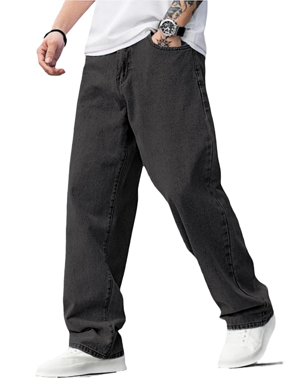 LuminBlaze Baggy Jeans for Men Y2K Streetwear Vintage Wide Leg Loose Fit Denim Pants Hip Hop Skater Carpenter Jeans