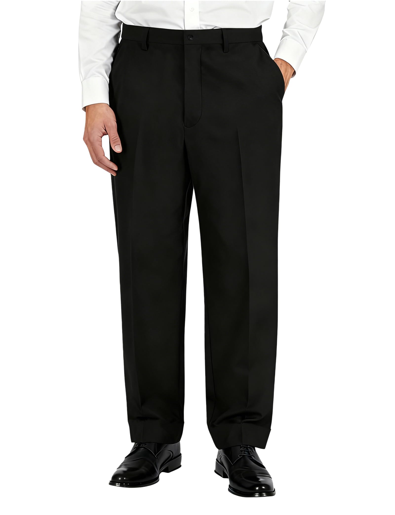 Soojun Men's Classic Fit Flex Waist Flat Front Dress Pant