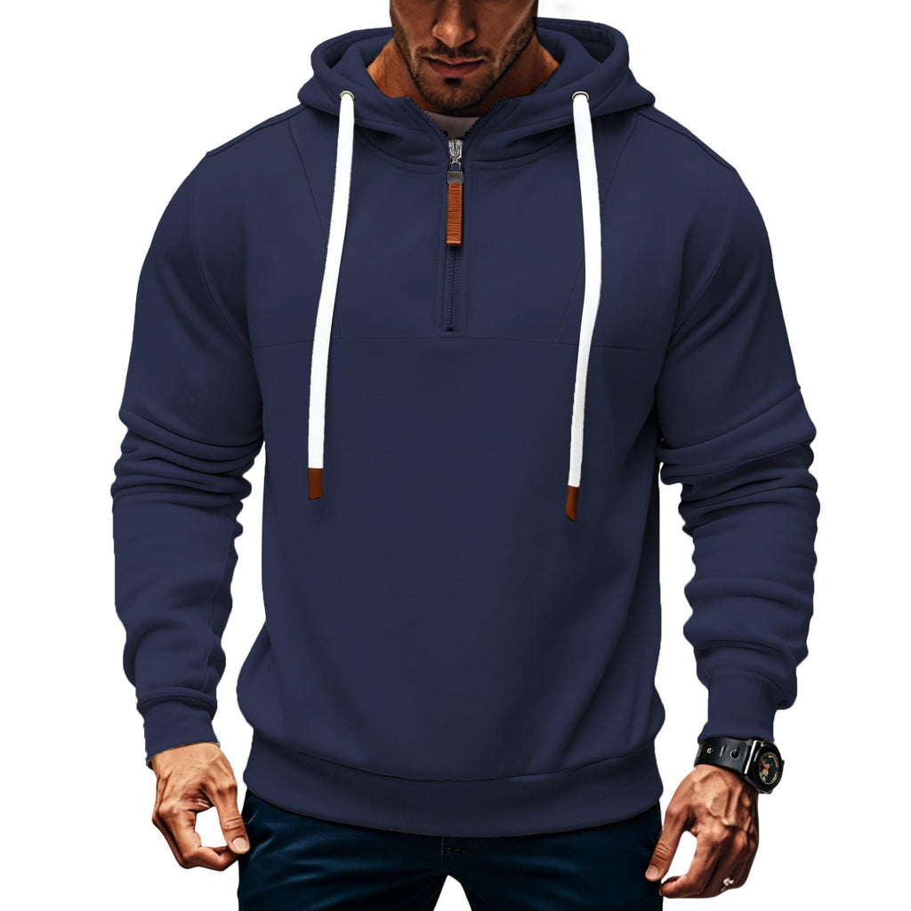 TRFIC Mens Quarter Zip Hoodie Sweatshirt Warm Fleece Long Sleeve Pullover Hoodies for Men