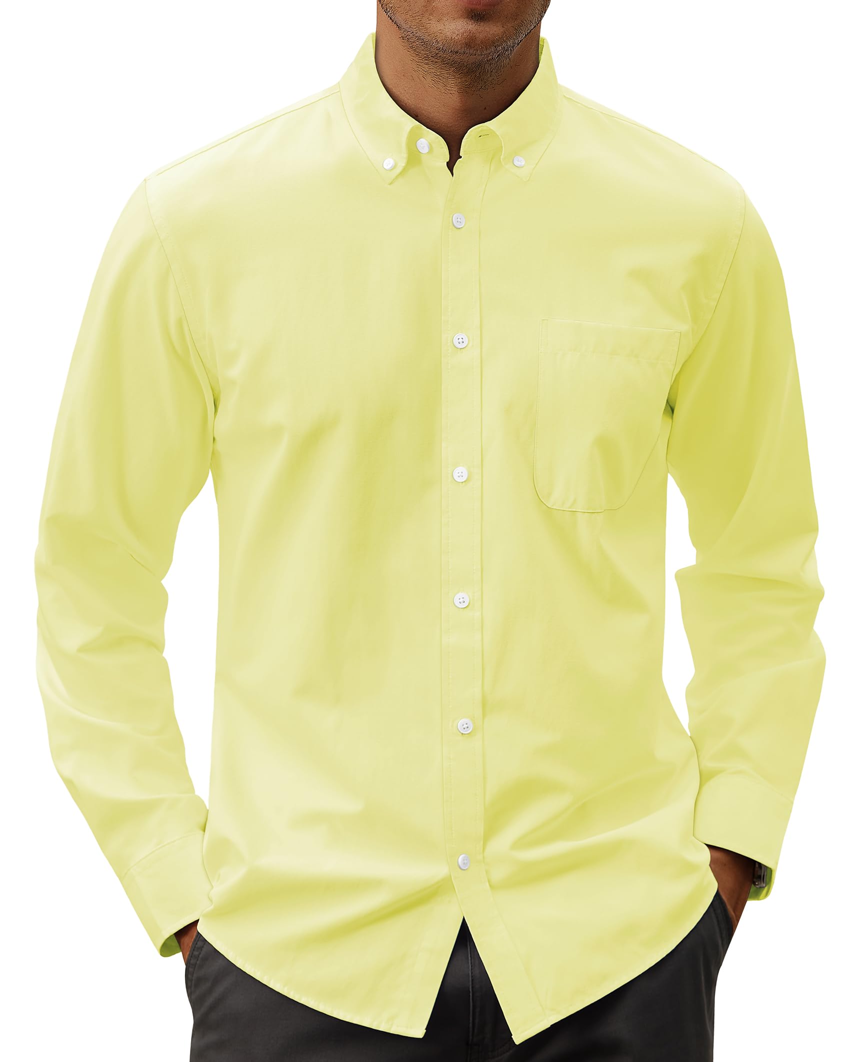 J.VER Men's Oxford Shirt Solid Casual Button Down Collar Shirts Long Sleeve Dress Shirts with Pocket