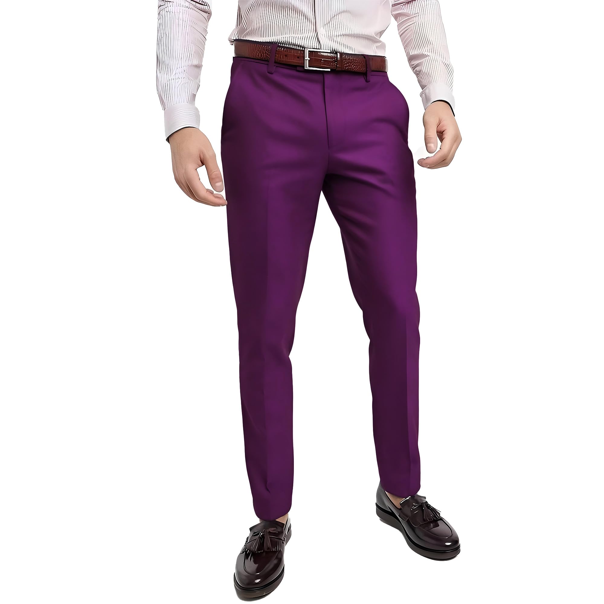 Men's Cozy Hidden Expandable Waist Dress Pants | Premium Stretch Texture Weave Work to Weekend Pants