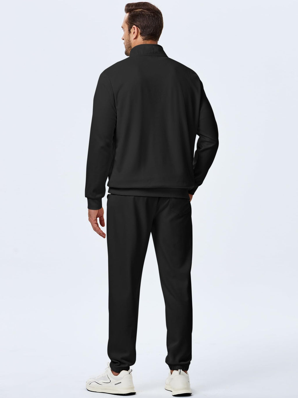 JMIERR 2025 Men Fall Tracksuit 2 Piece Set Old Money Polo Quarter Zip Twill Sweatsuits Jogging Sweatpants Loungewear