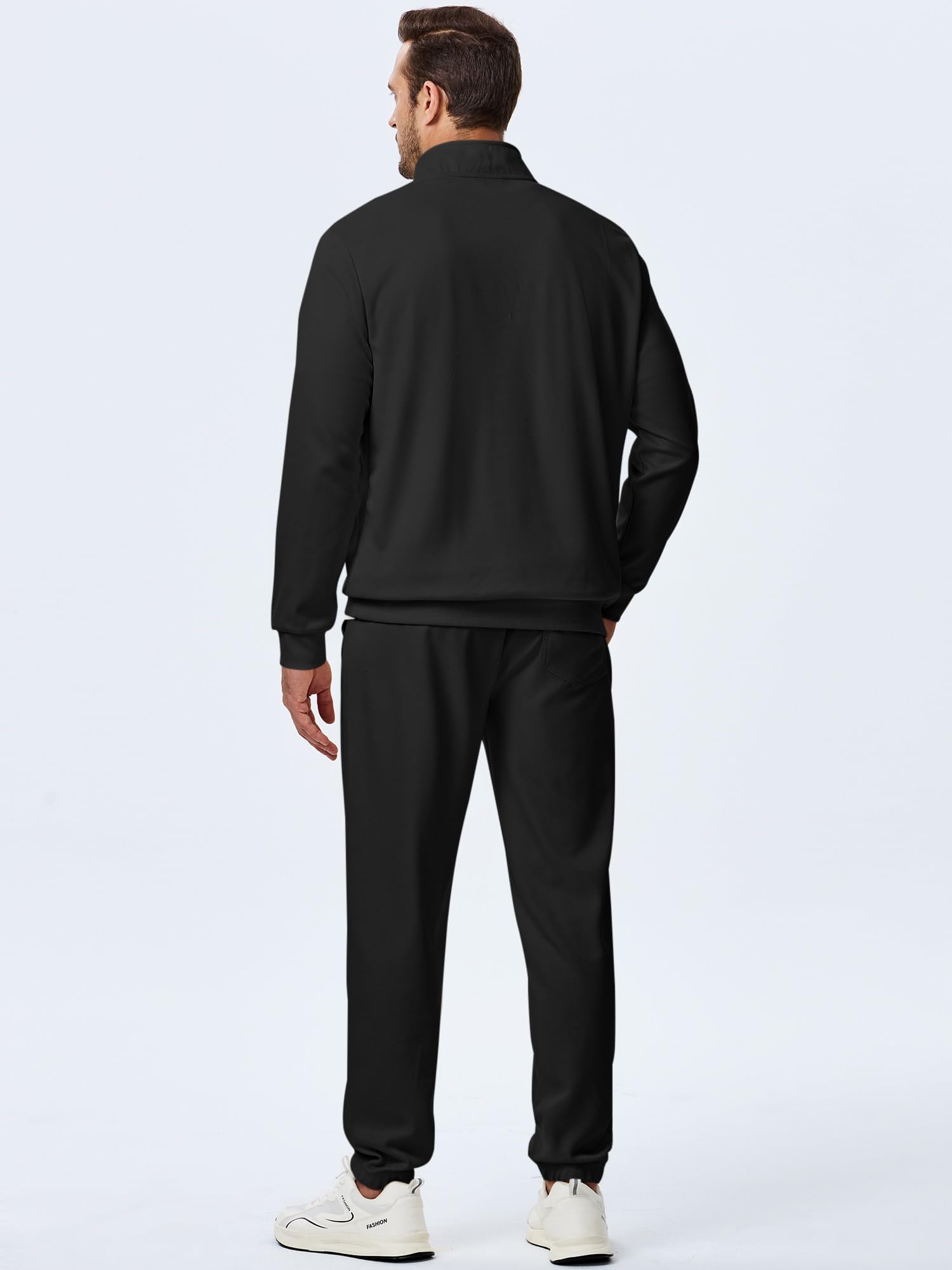 JMIERR 2025 Men Fall Tracksuit 2 Piece Set Old Money Polo Quarter Zip Twill Sweatsuits Jogging Sweatpants Loungewear