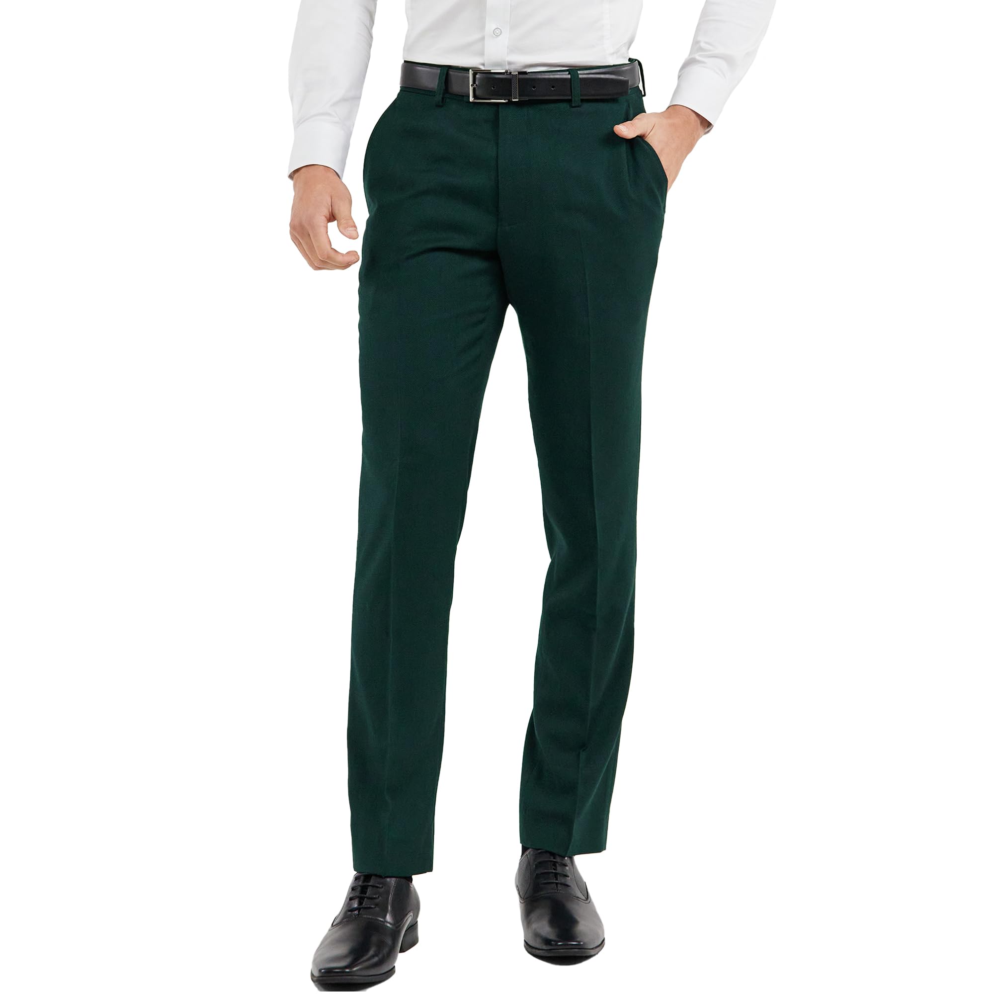 Men's Cozy Hidden Expandable Waist Dress Pants | Premium Stretch Texture Weave Work to Weekend Pants
