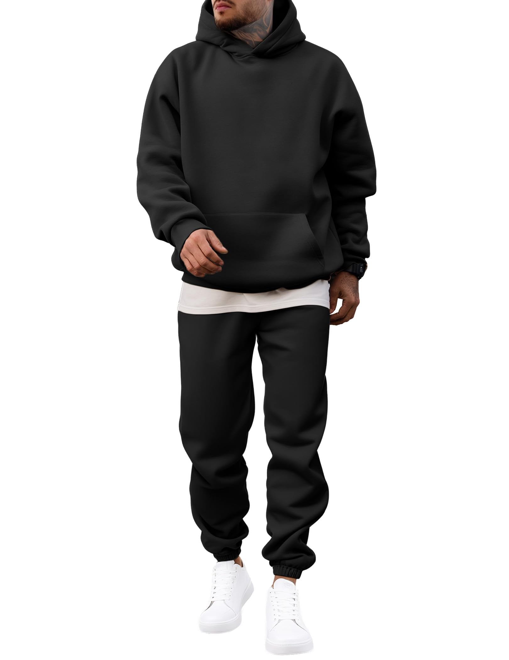 JMIERR Men's 2 Piece Outfits Hoodie Sweatshirt Tracksuit & Joggers Sweatpants Sweatsuit Set