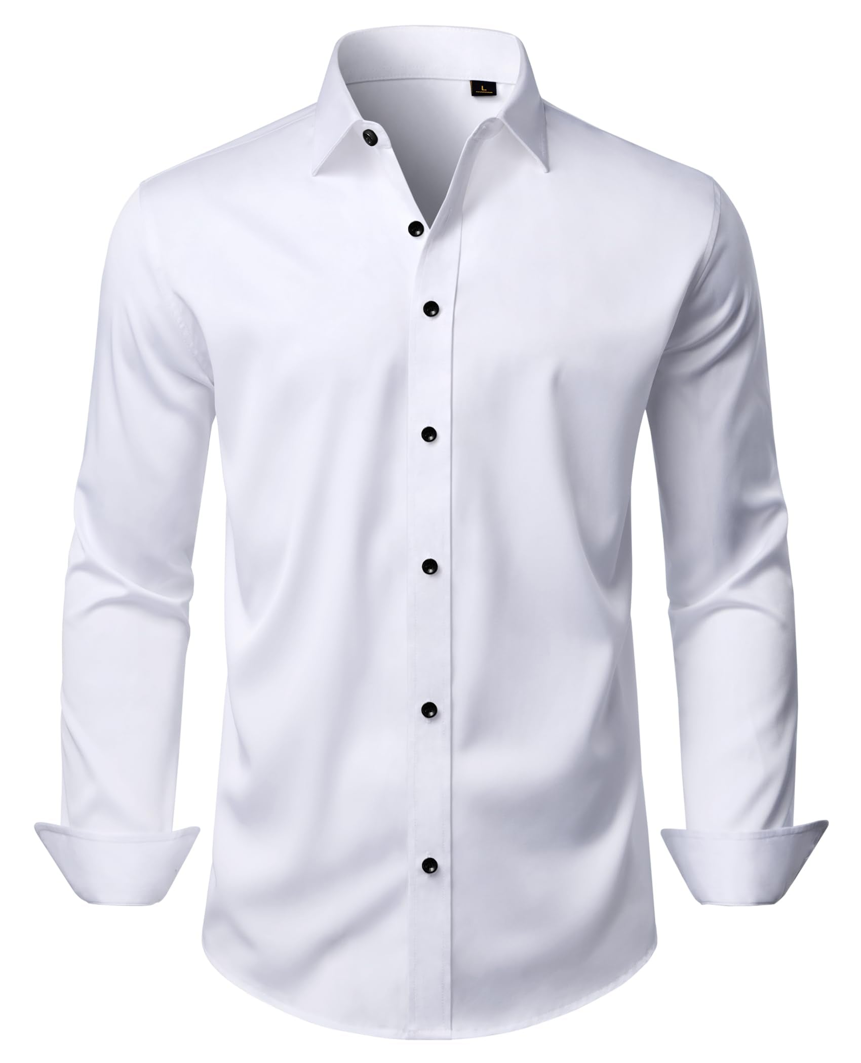 DEMEANOR Mens Wrinkle Free Dress Shirts Long Sleeve Stretch Business Casual Wedding Dating Button Down Shirt