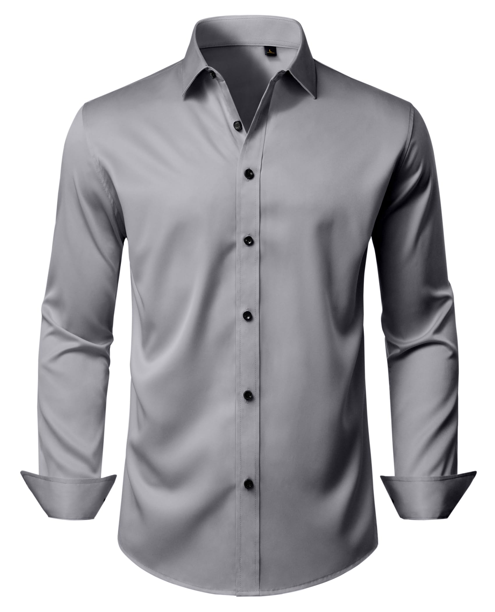 DEMEANOR Mens Wrinkle Free Dress Shirts Long Sleeve Stretch Business Casual Wedding Dating Button Down Shirt