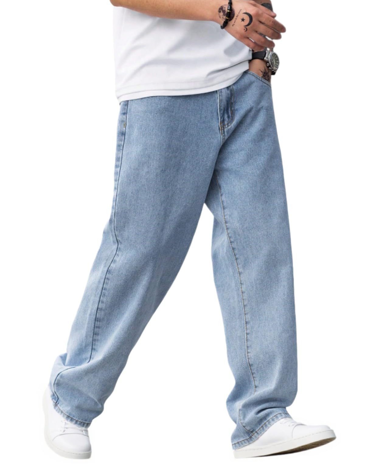 LuminBlaze Baggy Jeans for Men Y2K Streetwear Vintage Wide Leg Loose Fit Denim Pants Hip Hop Skater Carpenter Jeans