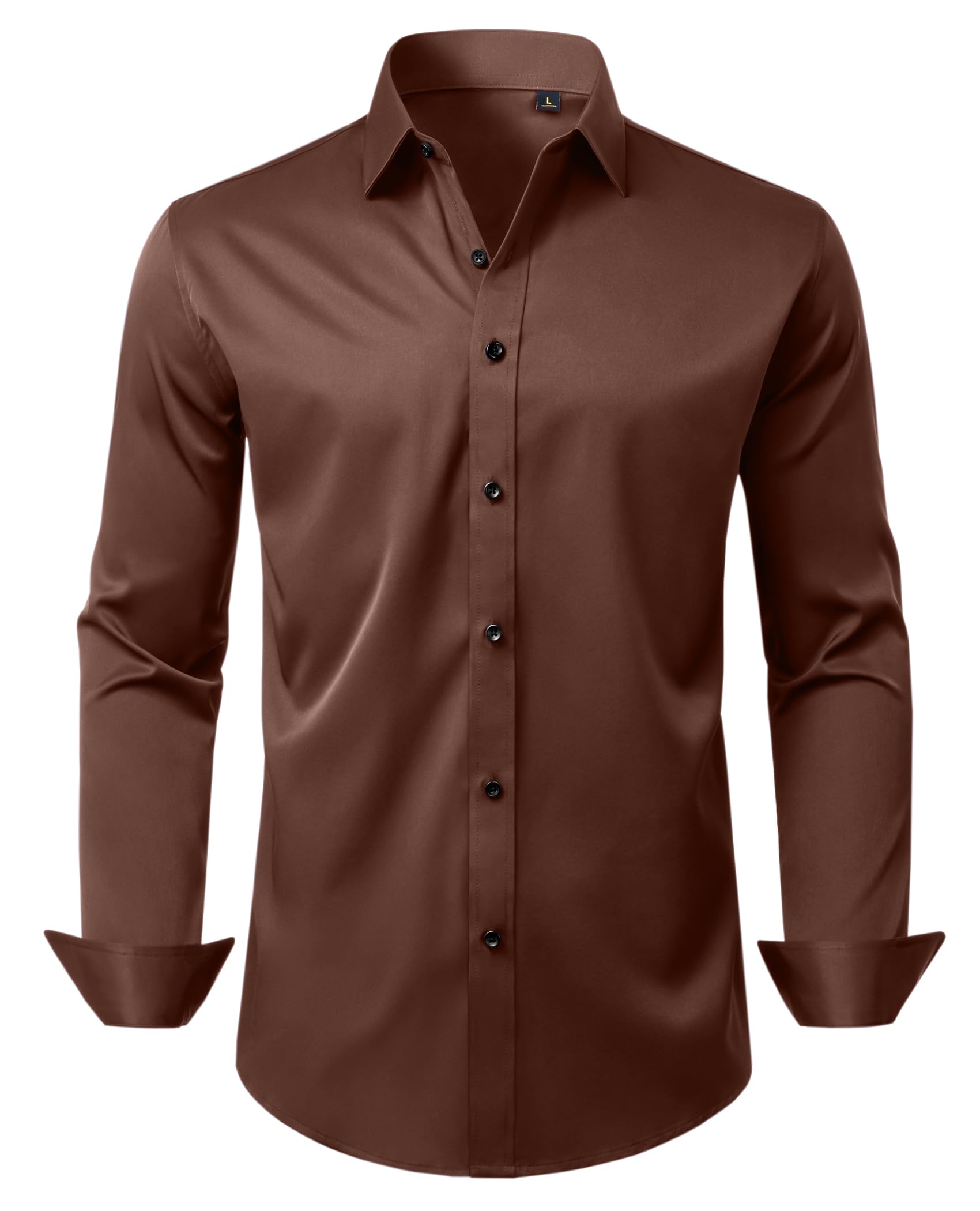DEMEANOR Mens Wrinkle Free Dress Shirts Long Sleeve Stretch Business Casual Wedding Dating Button Down Shirt
