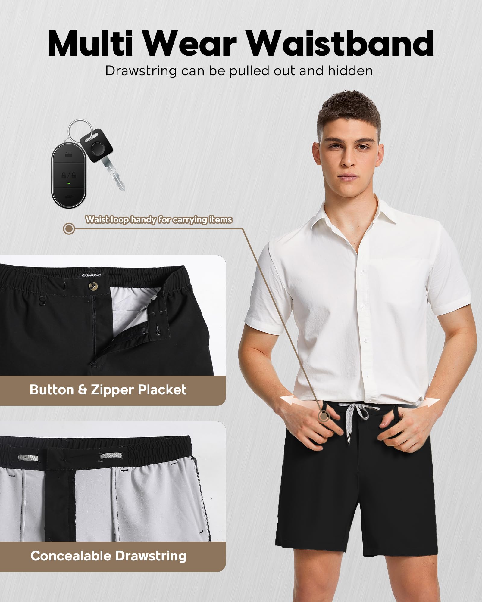 maamgic Men's 5/7 Inch Casual Classic Fit Shorts with Multi-Pocket Quick Dry Sports Shorts