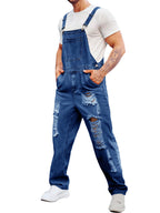 Runcati Men's Denim Bib Overall Jean Romper Trousers Adjustable Strap Workwear Slim Fit Jumpsuit