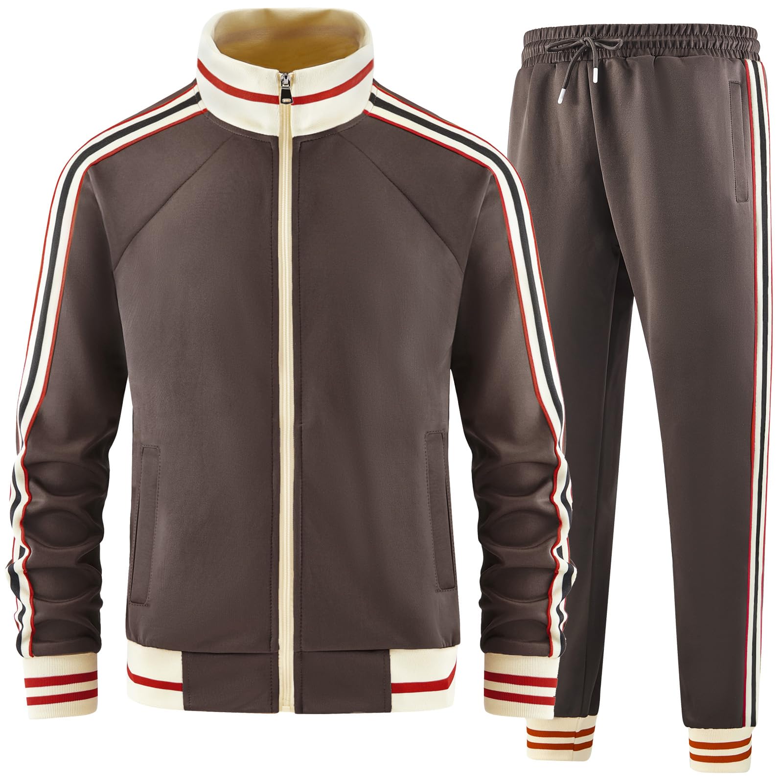 dioxoib Men Track Suits Sets Long Sleeve Full-zip Sweatsuit Active Jackets and Pants 2 Piece Outfits