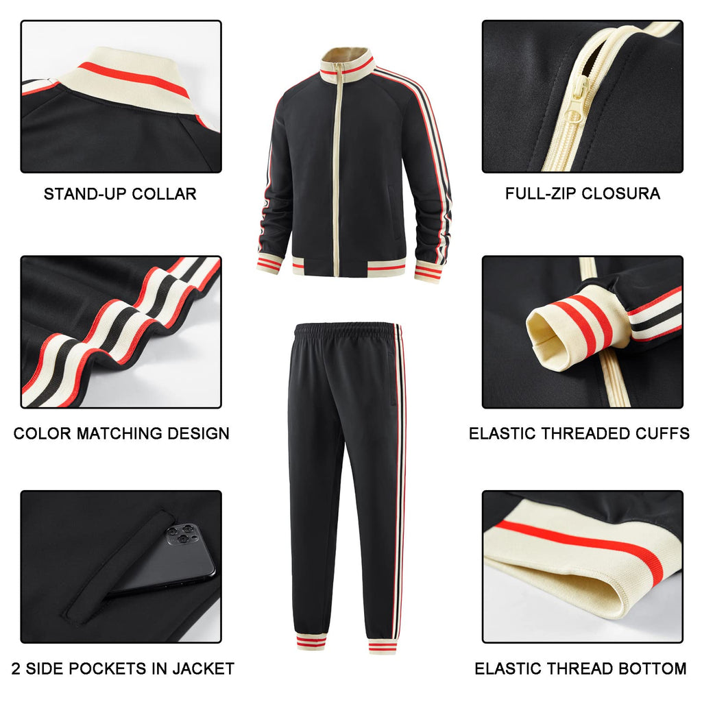 dioxoib Men Track Suits Sets Long Sleeve Full-zip Sweatsuit Active Jackets and Pants 2 Piece Outfits