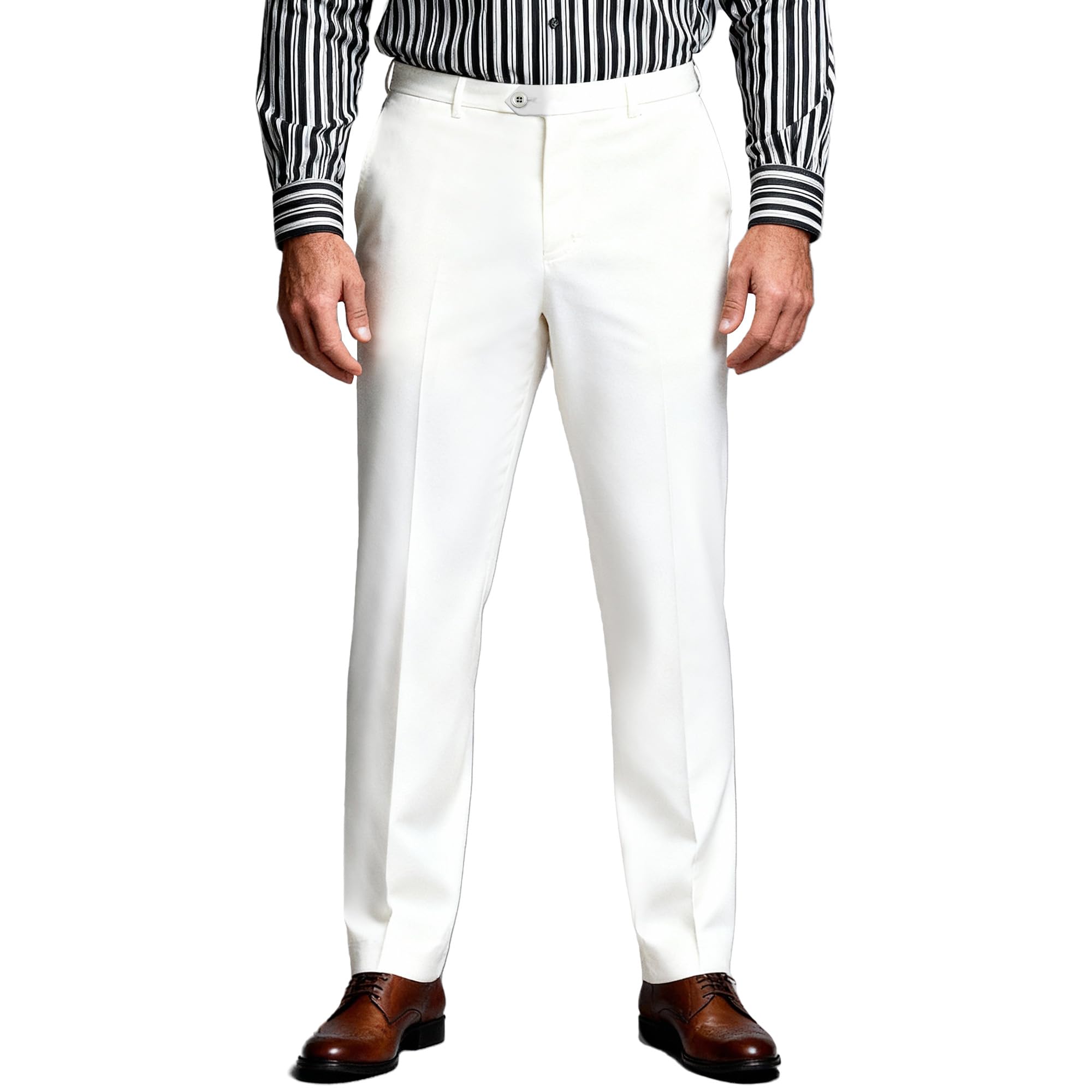 Men's Cozy Hidden Expandable Waist Dress Pants | Premium Stretch Texture Weave Work to Weekend Pants