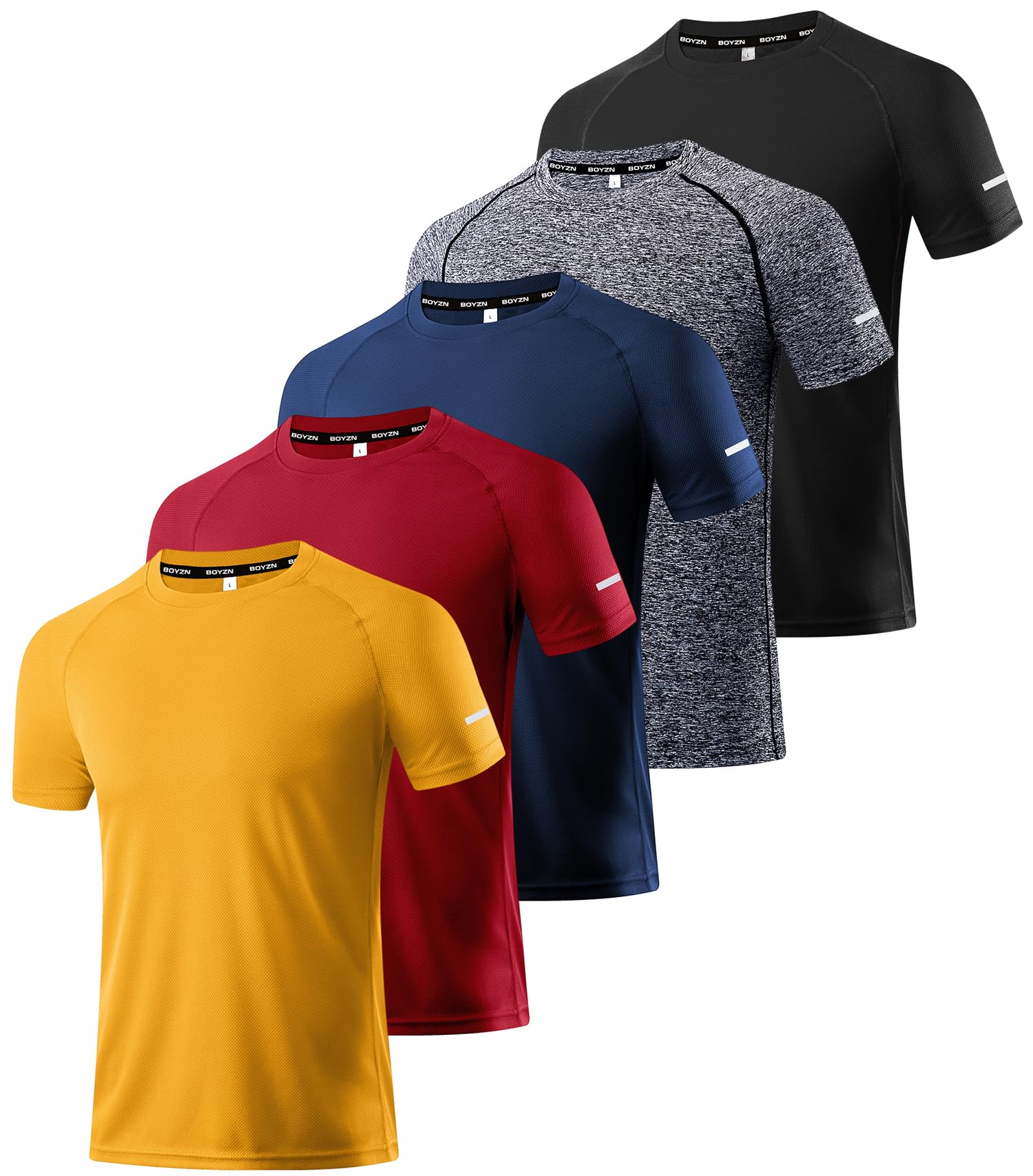 Boyzn 1, 3, 5 or 7 Pack Men's Workout Running Shirts, Dry Fit Moisture Wicking T-Shirt, Gym Athletic Short Sleeve Tee Shirts