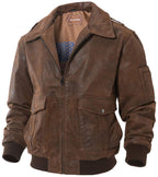 FLAVOR Men's Leather Flight Bomber Jacket Air Force Aviator