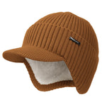 Wmcaps Winter Beanie with Brim and Ear Flaps, Outdoor Warm Fleece Lined Knit Hat Stocking Caps for Men Women