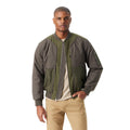 BASS OUTDOOR mens Hero Mix Media Zip Up Front Bomber Jacket With Sleeve Pocket Standard
