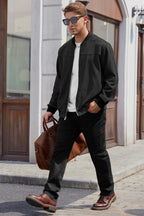 VOGSTART Men’s Bomber Jacket Faux Suede Midweight Casual Full-Zip Flight Coat (S-XXL)