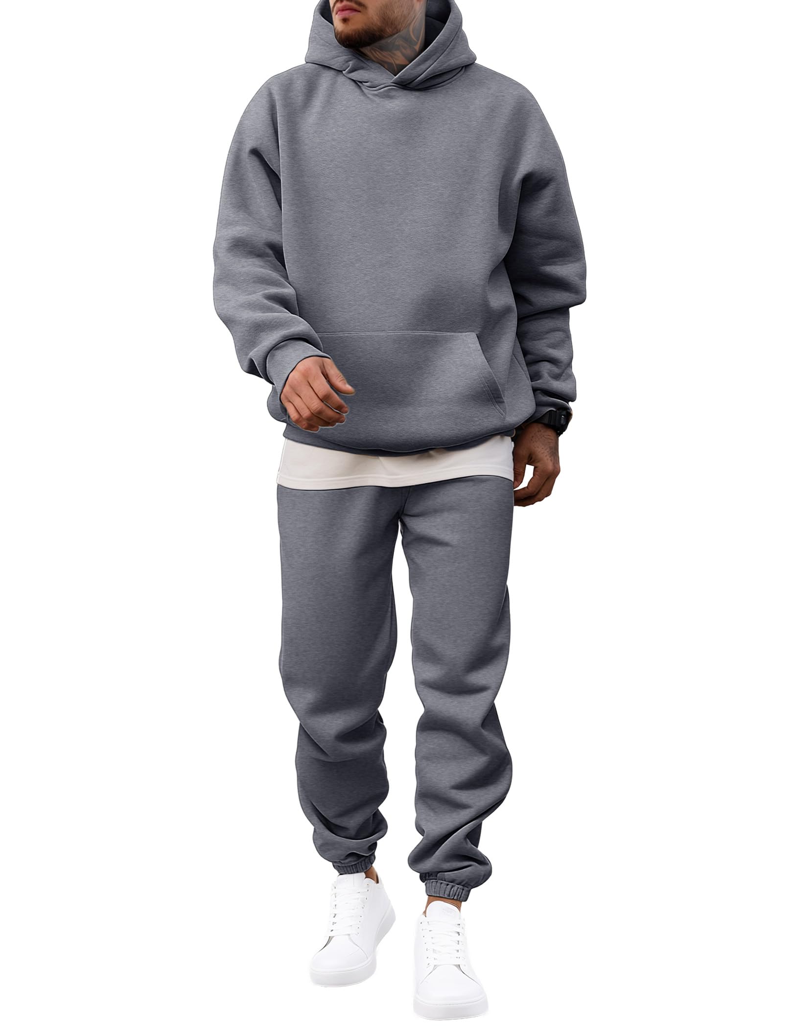 JMIERR Men's 2 Piece Outfits Hoodie Sweatshirt Tracksuit & Joggers Sweatpants Sweatsuit Set