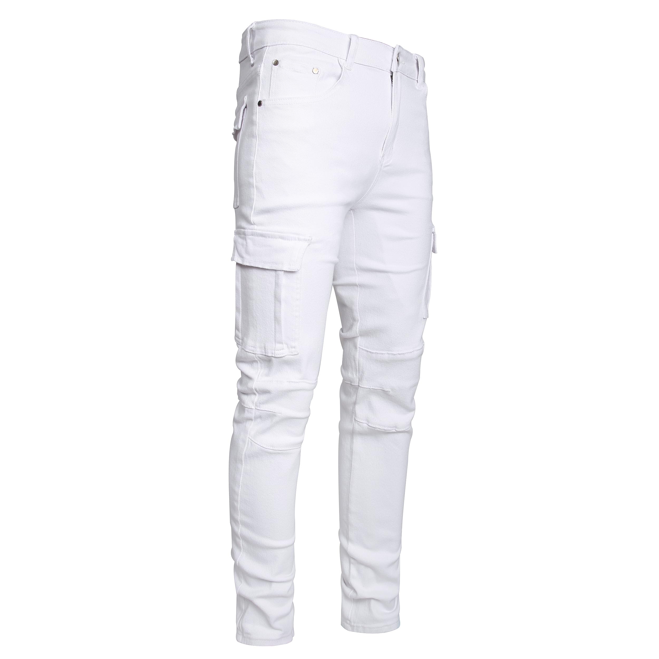 Men's Slim Fit Stretch Jeans Ripped Skinny Jeans for Men, Fashion Straight Leg Comfort Flex Waist Cargo Denim Pants
