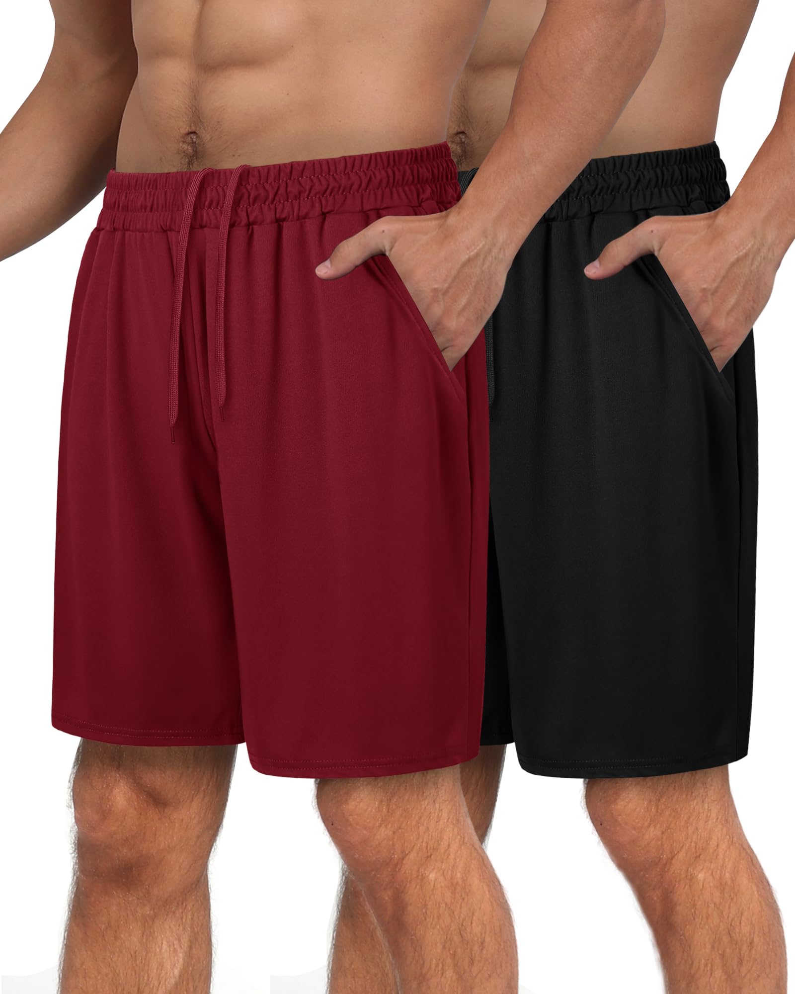2 Pack Mens Gym Basketball Shorts - Athletic Black Workout Quick Dry Shorts with Pockets for Casual Running