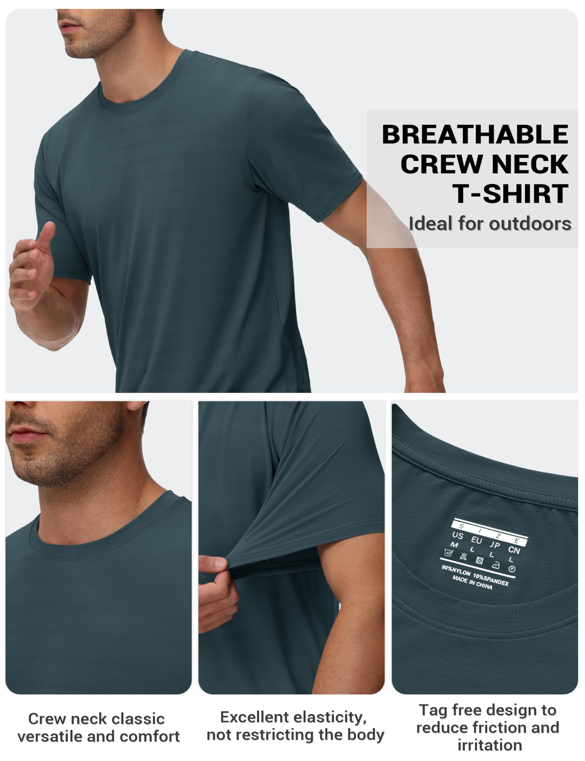 TACVASEN Men's Lightweight Athletic T-Shirts Quick Dry Workout Gym Tops Short Sleeve Running Tee Shirt Performance Activewear