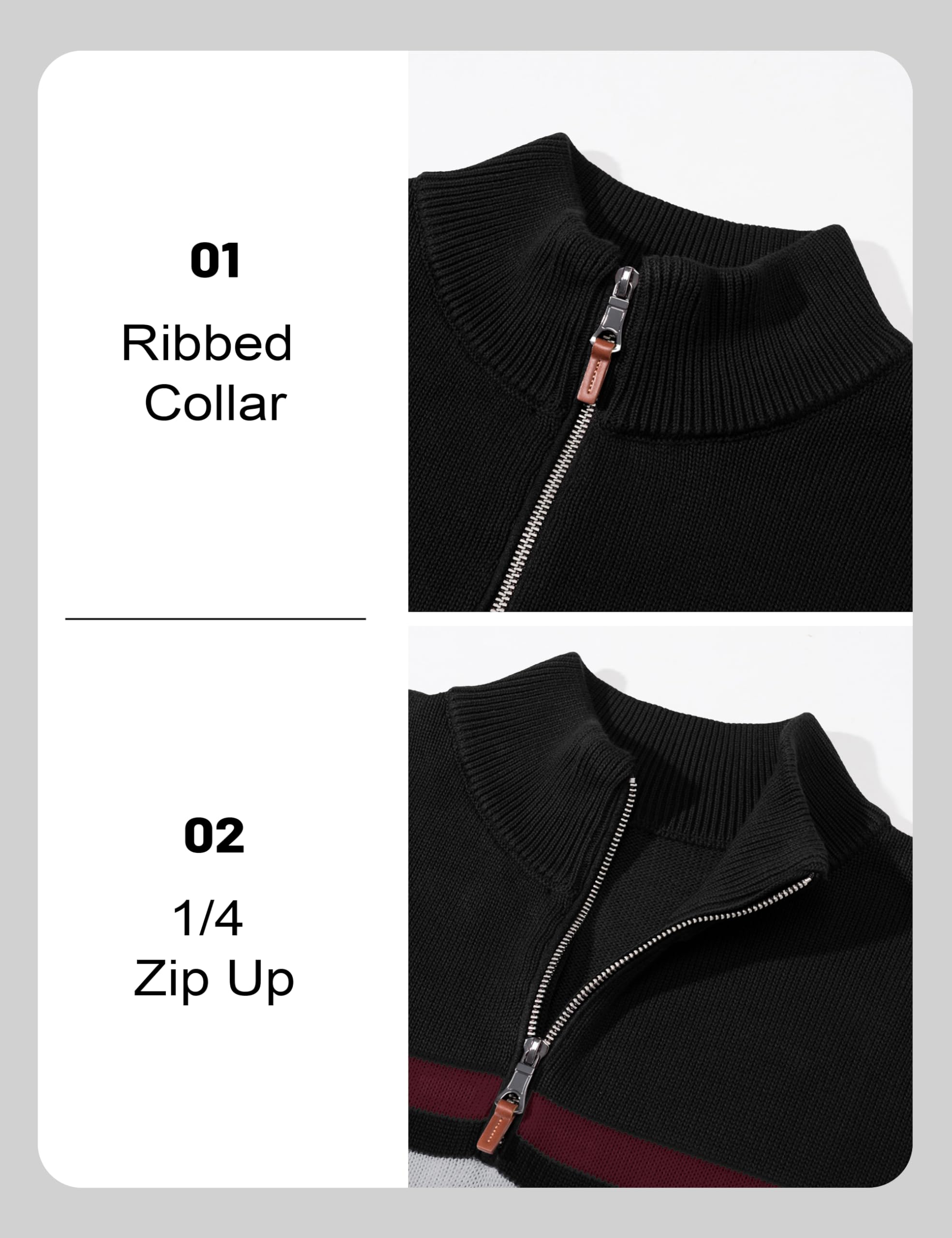 MAGCOMSEN Men's Sweaters 1/4 Zip Cotton Sweater Pullover Polo Sweaters Striped Fall Winter Warm Sweatshirts