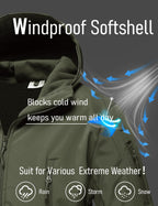 MAGCOMSEN Men's Jacket Tactical Performance Waterproof Softshell Jackets Fleece Lined Ski Snow Winter Windbreaker