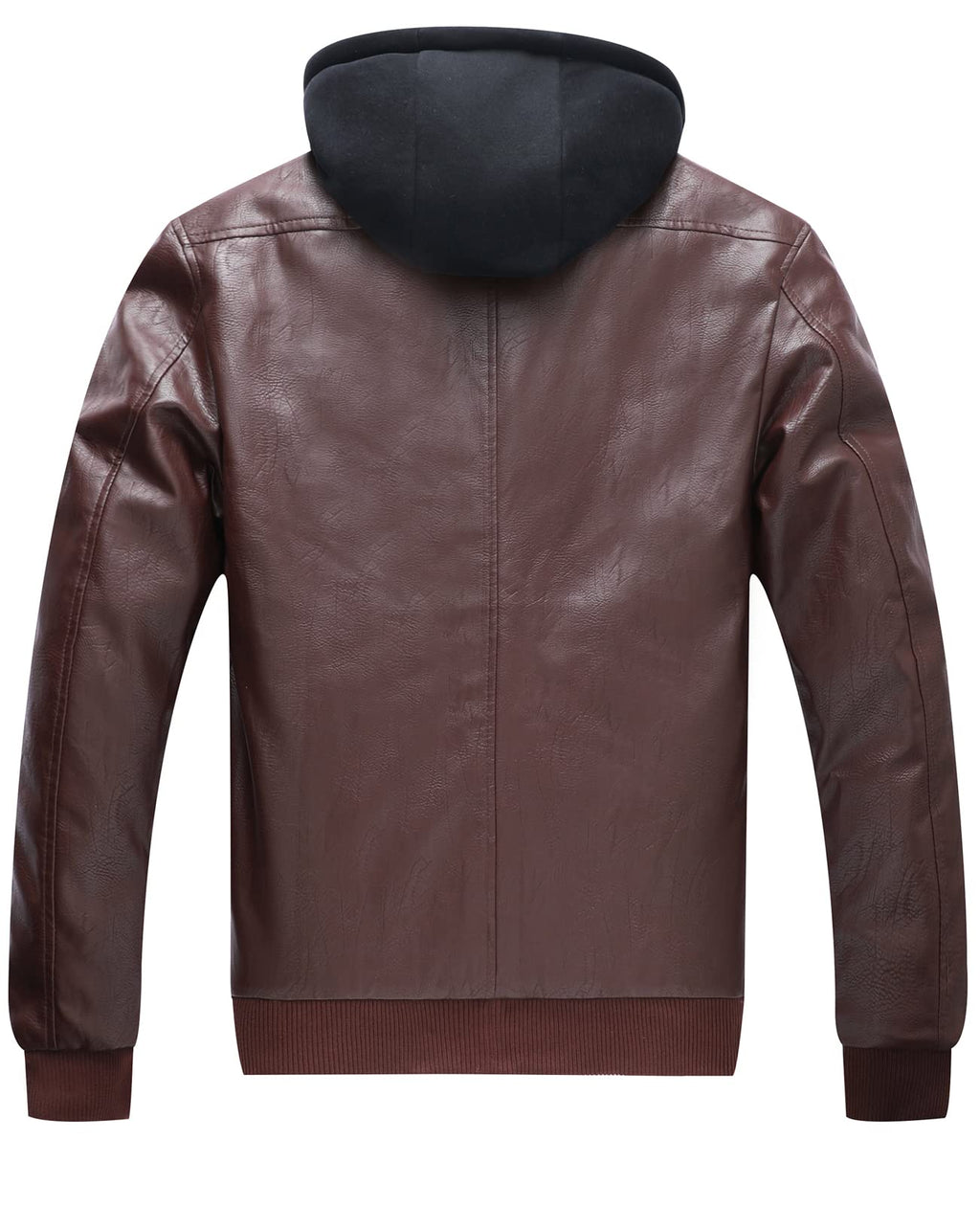 ZENTHACE Mens Full-Zip Faux Leather Hooded Motorcycle Jacket Outdoor Wear Coat