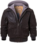 FLAVOR Men's Leather Flight Bomber Jacket Air Force Aviator