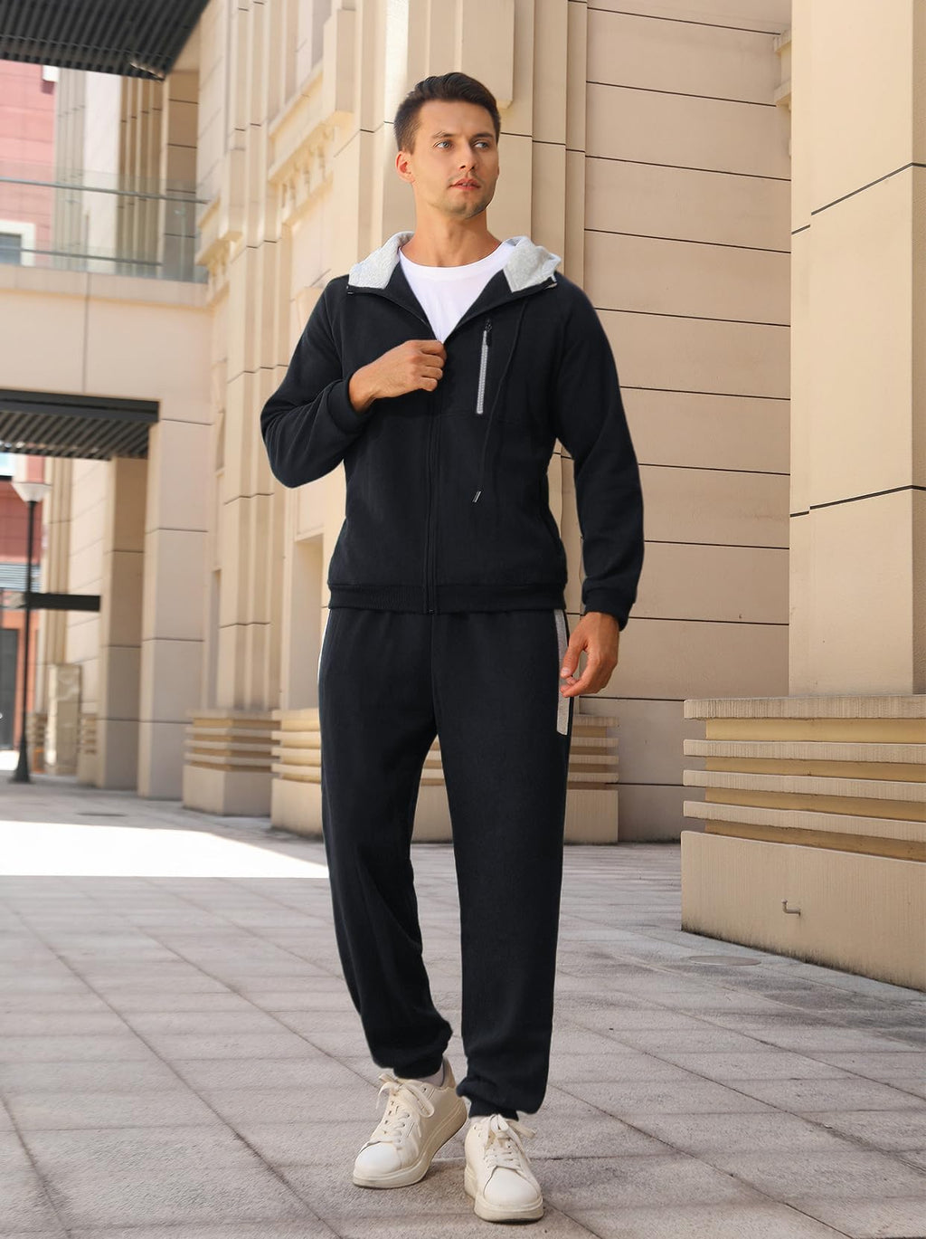 Yuyanrocks Sweatsuits for Men 2 Piece with Zipper Pockets Full Zip Hoodie Tracksuit Sets Jogging Sports Casual Sweat Suits