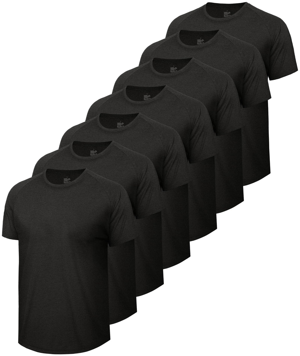 BOOJO 7 Pack Workout Shirts for Men - Quick Dry Moisture Wicking T-Shirts Short Sleeve Tees for Gym Running Athletic Sport