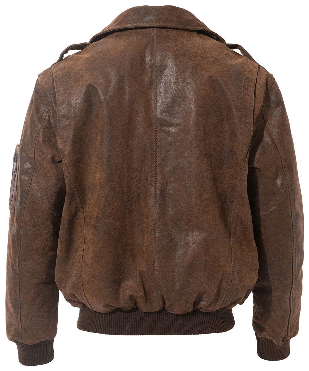 FLAVOR Men's Leather Flight Bomber Jacket Air Force Aviator