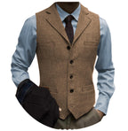 Tuikayoo Men's Tweed Suit Vintage Vest Herringbone Wool Prom Waistcoat Groomsmen