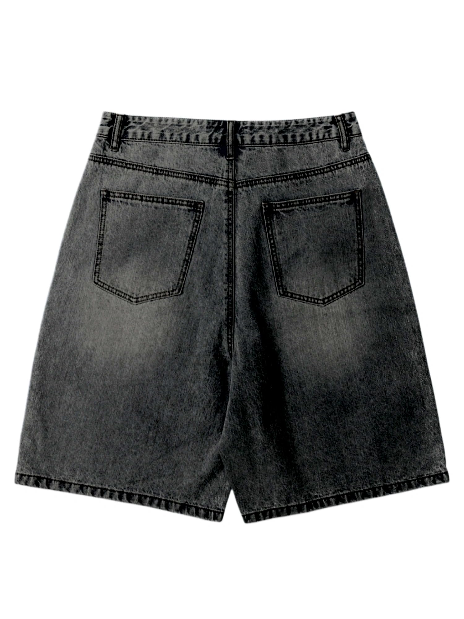 LuminBlaze Mens Baggy Jean Shorts Loose Fit Vintage Wide Leg Jorts Y2K Streetwear Hip Hop Casual Denim Shorts