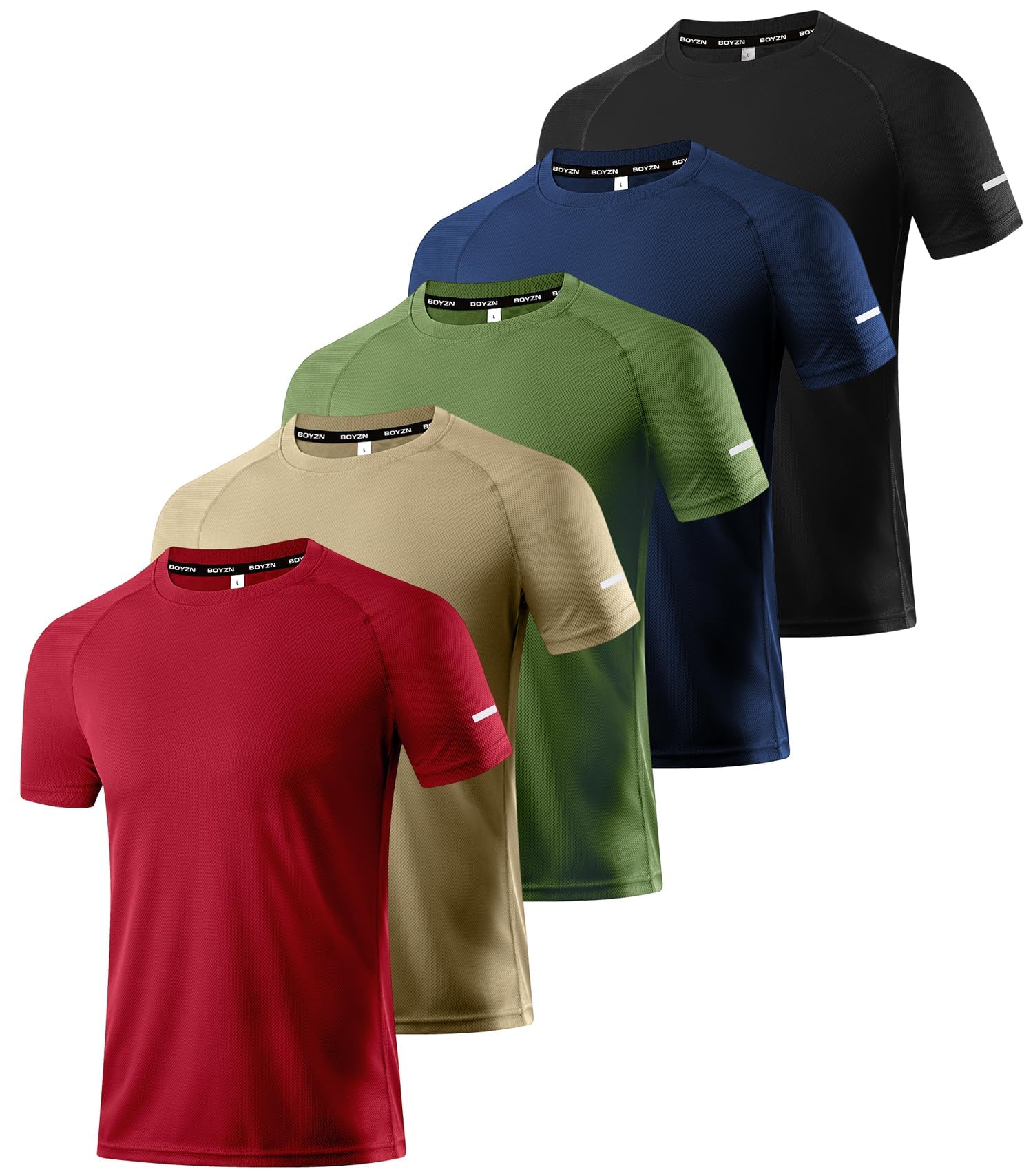 Boyzn 1, 3, 5 or 7 Pack Men's Workout Running Shirts, Dry Fit Moisture Wicking T-Shirt, Gym Athletic Short Sleeve Tee Shirts