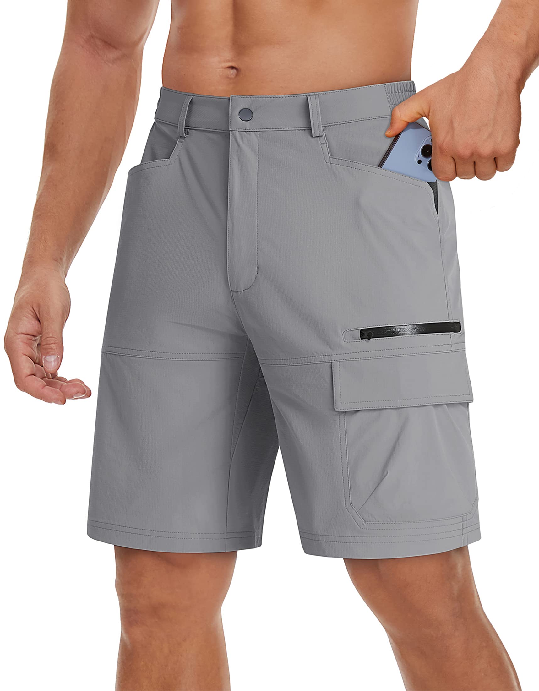 TACVASEN Men's Summer Outdoor Shorts Quick Dry Water Resistant Cargo Casual Golf Work Hiking Shorts (NO Belt)