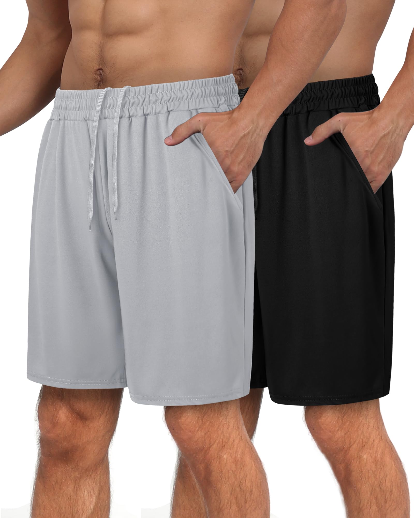 2 Pack Mens Gym Basketball Shorts - Athletic Black Workout Quick Dry Shorts with Pockets for Casual Running
