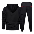 CALUOMATT Men's Hooded Athletic Tracksuit Sweatsuit Long Sleeve Full-Zip Jogging Sweatpants 2 Piece Patchwork Sportsuits
