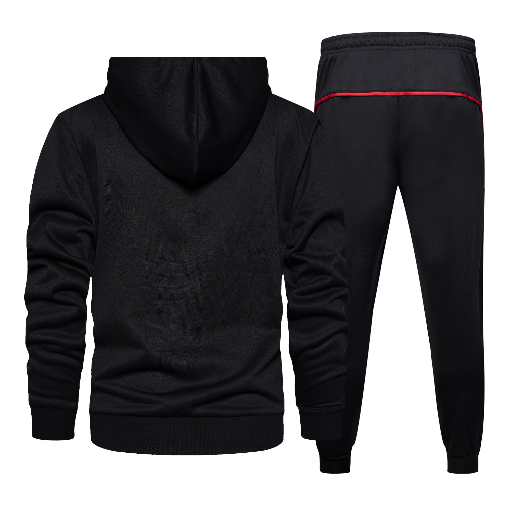 CALUOMATT Men's Hooded Athletic Tracksuit Sweatsuit Long Sleeve Full-Zip Jogging Sweatpants 2 Piece Patchwork Sportsuits